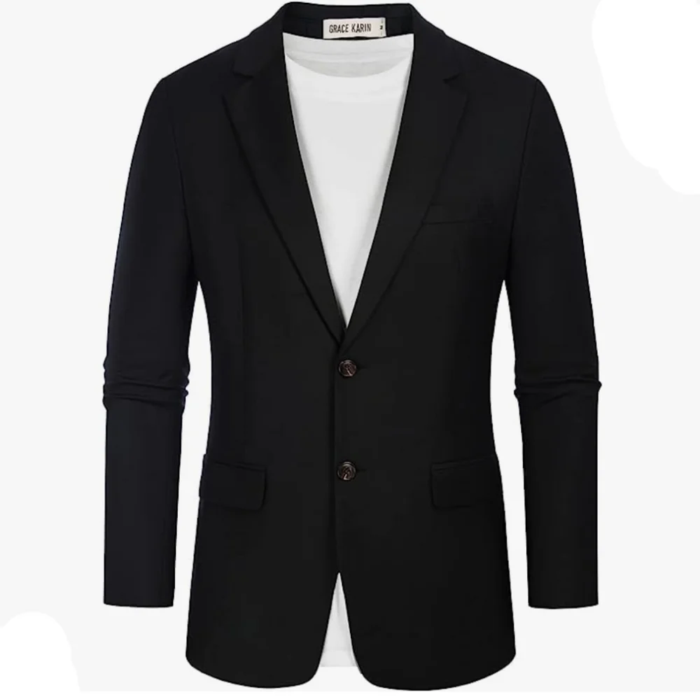 NWT GRACE KARIN Mens Casual Blazer Sport Coat Lightweight 2 Button Business Suit - Picture 1 of 11
